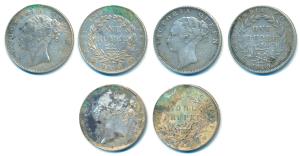 Victoria Queen, Silver Rupee, 1840, Continuous legend (2); 1840, Divided legend. Fine to V