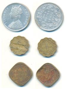 Victoria Empress, Silver Rupee, 1877, Bombay Mint, die axes rotated to 10 o’clock; George 
