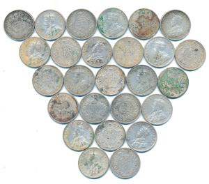 George V, Silver Rupee (26), 1912 (3), 1913 (5), 1914, 1916 (4), 1917 (7), 1918 (4), and 1