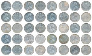 George V, Silver Rupee (20), 1912 (6), 1913 (3), 1914, 1916 (4), 1917 (2), 1918 (3) and 19