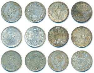 George VI, Silver Rupee (6), 1940 (2), 1941 (2), 1942, and 1943, All are Bombay Mint. Fine
