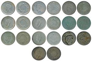 George VI, Half Silver Rupee, 1941, 1942, 1944 (6), 1945 (2), Bombay Mint. Fine to Very Fi