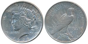 United States of America, Silver Peace Dollar, 26.71g, 1922, (KM 150). Very Fine+.