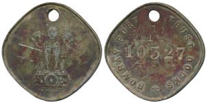 Bombay Port Trust, Cupro Nickel Token No.10327, rev. Ashok Pillar. Very Fine.
