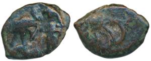 Pre-Satavahana, Vidarbha Region, Copper Unit, 3.10g, obv.Gajalaxmi, an elephant pouring sa
