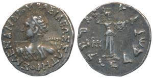 Indo-Greeks, Menander I (c. 160-145 BC), Silver Drachm, 2.45g, obv. diademed bust to left 