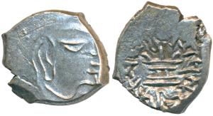 Guptas, Skandagupta, Silver Drachma, 1.76g, rev. fire altar with Brahmi legend ’Parambhaga