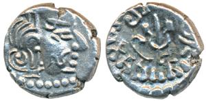 Maitrakas of Vallabhi, ‘Sharva Bhattaraka’, Silver Drachma, 1.86g, obv.bust of the king fa