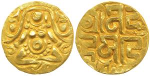 Paramaras of Malwa, Udayadeva (1070-86 AD), Gold Dinar, 4.07g, obv. Goddess Lakshmi seated