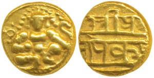 Nayakas of Chitaldurga, Gold Durgi Pagoda, 3.35g, Krishna as Bal Gopala on obv., Nagari le