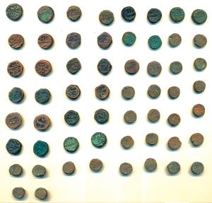 Humayun(AH 937-947, 1530-1540 AD), Copper Falus (14), Dar al-Aman Agra (2), Hazrat Delhi (