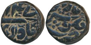 Akbar, Copper Dam, 20.73g, Balapur Mint, Ilahi Type, Month Di, year 47 (KM 32.32).Very Fin