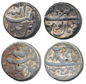 Akbar, Silver Rupee (2), 11.38g, Burhanpur Mint, both Ilahi type, Month Mihir, Year 48 whi