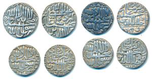 Akbar, Silver Rupee (4), Hazrat Delhi; Dar-ul-Khilafat Agra and mint name off flan, AH 984