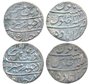 Aurangzeb, Silver Rupee (2), Itawa Mint, AH AH 1101/34 and 1102/34 (KM 300.39). Broad flan