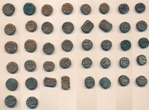 Muhammad Shah, Copper Dam (20), Elichpur Mint, legend in tughra calligraphy on both sides;
