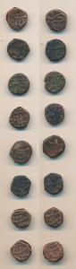 Machhlipattan Mint, Copper ½ Paisa (8), Aurangzeb and Muhammad Shah, RY Ahd, 2, 6, 8, 10, 
