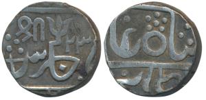 BaijaBai, Silver Rupee, 10.92g, Lashkar Mint, in the name of Shah Alam II, ‘Shri’ in Nagar