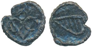 Cochin, Tin Bazaruk, obv. 8 VOC, rev. a pear shaped oval shield with oblique decoration (K