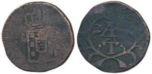 Goa, Miguel(1828-1834 AD), Copper ½ Tanga, 19g, obv. crowned arms, rev. ’AP’ above ’T’ wit