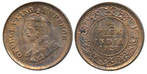 George V, Copper ½ Pice, 1921. Brilliant Uncirculated.
