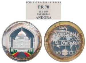 Andora, Silver 10 Diner, Taj Mahal, 2009, coloured. Uncirculated.