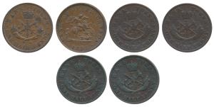Upper Canada, Copper Half Penny (3), Dragon Slayer, 1850, 1852, 1854.(Br 720).Very Fine to