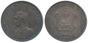 German East Africa, Wilhelm II, Silver Rupien / Rupee, 11.59g, 1893 (KM 2). Nice toning, A
