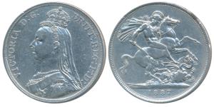 Great Britain, Victoria, Silver Crown, 28.2g, 1887 (KM 765).Very Fine+.