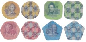 Transnistria, set of 4 Composite Plastic Coins, 1, 3, 5 and 10 Rubles, 2014. Uncirculated.