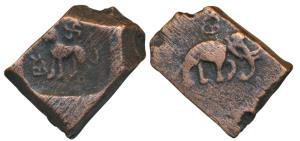 Post-Mauryan, Taxila (local coinage) (c. 185-160 BC), ’Punch-mark’ type, Copper Karshapana
