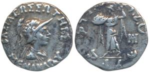 Indo-Greeks, Menander I, Silver Drachm, 2.35g, obv. helmeted bust of the king to right wit