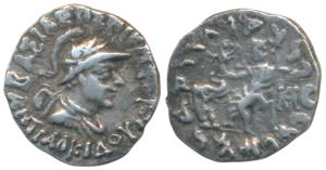 Indo-Greeks, Antialcidas (c. 115-95 BC), Silver Drachma, 2.06g, obv. bust of the ruler fac