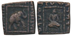 Indo-Scythians, Maues (c. 125-85 BC), Copper Unit, 9.46g, obv. elephant walking right hold