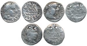 Satavahanas, Silver Drachma (3), Portrait type, Sri Satakarni, obv. bust of the ruler to r