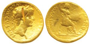 Roman, Tiberius (14-37 AD), Gold Aureus, 7.36g, obv. laureate head of the king facing righ