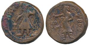 Kushanas, Kanishka (c. 127/8-152 AD), Copper Unit, 16.86g, obv. king diademed and crowned,