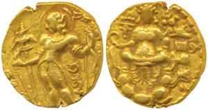 Gupta, Chandragupta II (c. 380-413 AD), Gold Dinar, 7.96g, ’Archer’ type, obv. king nimbat