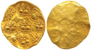 Chalukyas of Kalyana, Jayasimha II Jagadekamalla (1015-1043 AD), Gold Pagoda, 3.58g, Punch