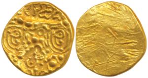 Chalukyas of Kalyana, Jagadekamalla (c. 1138-1151 AD), Gold Pagoda, 3.49g, Punch-marked ty