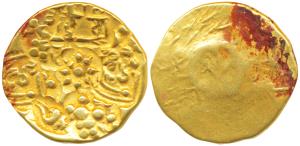 Yadavas of Devagiri, Bhillama V (c. 1185-1193 AD), Gold Padma Tanka, 3.71g, five punches o