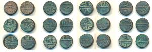 Akbar (AH 963-1014, 1556-1605 AD), Copper, Dam or ½ Tanka (12), 20g each, Ahmedabad Mint, 