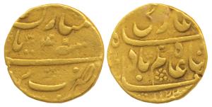 Shah Alam Bahadur, Gold Mohur, 10.78g, Bareli Mint, AH 1122/4, Sikka Mubarak legend, unlis