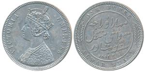 Mangal Singh (AH 1291-1310, 1874-1892 AD), Silver Rupee, 11.6g, Calcutta Mint, with the na