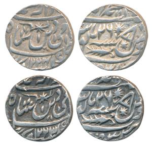 Muhammadabad Banaras Mint, Silver Rupee (2), in the name of Shah Alam II, AH 1223 and 1224