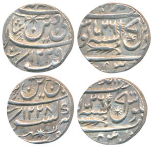 Muhammadabad Banaras Mint, Silver Rupee (2), in the name of Shah Alam II, AH 1228 and 1229