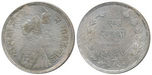 Sayaji Rao III, Silver Rupee, 11.28g, broad flan, VS 1949 (KM Y36a). About Extremely Fine.