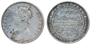 Ganga Singh (VS 1944-1999, 1887-1942 AD), Silver Rupee, 11.66g, with the name and portrait