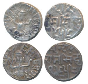 Ram Singh, Silver Rupee (2), in the name of Edward VII, obv. seated goddess figure holding