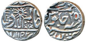 Chhatarpur Mint, Silver Rupee, 11.11g, in the name of Shah Alam II, RY 25, sun and flag sy